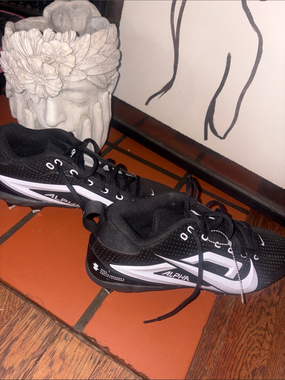 Black 'Alpha' Athletic Sneakers with White Accents